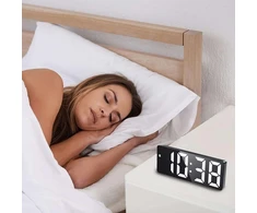 Tsv žadintuvas-laikrodis su veidrodiniu led ekranu, temperatūra, snaudimo funkcija, reguliuojamu ryškumu, data, kalendoriumi, usb jungtimi ir naktine lempute