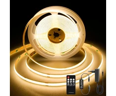 Ttway Cob led juosta 3 m, 2700 K šiltai balta led juosta su maitinimo šaltiniu ir nuotolinio valdymo pulteliu, Dc24 V, 480 led/m, Cri 90+, 8 mm pločio, pritemdomos šviesos juostos miegamojo dekoravimui