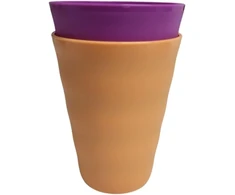 Tupperware gertuvių rinkinys, 2 vnt., plastikiniai stikliniai puodeliai berniukui Wave, 330 ml, oranžinis + violetinis gėrimo puodelis, 330 ml