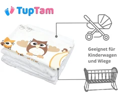 Tuptam unisex kūdikio lovelės komplektas, 4 dalių patalynės komplektas: antklodė ir pagalvė su užvalkalu, spalva: Owls rusvai gelsvas, dydis: 80 x 80 cm