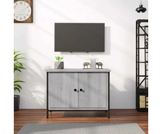 TV staliukas TV spintelė su durelėmis, pilka ąžuolo, 60x35x45cm, mediena