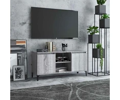 TV staliukas TV spintelė su metalinėmis kojomis, pilka ąžuolo, 103,5x35x50cm