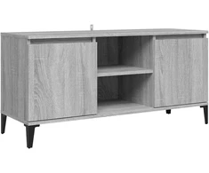 TV staliukas TV spintelė su metalinėmis kojomis, pilka ąžuolo, 103,5x35x50cm