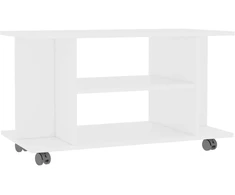 TV staliukas TV spintelė su ratukais, baltos spalvos, 80x40x45 cm, mediena