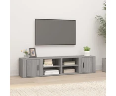 TV staliukas TV spintelės, 2vnt., pilkos ąžuolo, 80x31,5x36cm, mediena