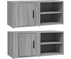TV staliukas TV spintelės, 2vnt., pilkos ąžuolo, 80x31,5x36cm, mediena