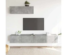 TV staliukas TV spintelių komplektas, 3 dalių, betono pilkas, mediena