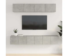 TV staliukas TV spintelių komplektas, 5 dalių, betono pilkas, mediena