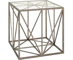 TV staliukas Haku Möbel Art Deco staliukas bronzos metalas saugus stiklas 8 mm matmenys P 50 cm x A 50 cm x G 50 cm