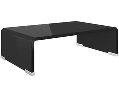 TV staliukas TV stovas/monitoriaus pakyla, juodas stiklas, 40x25x11 cm