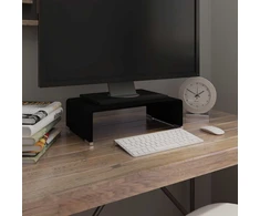 TV staliukas TV stovas/monitoriaus pakyla, juodas stiklas, 40x25x11 cm