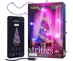 Twinkly Strings Usb-c Pearls 100 Led, Led girlianda su perlo formos lemputėmis, Rgb Led lemputės, įvairiaspalvės, lemputės dienai, suderinamos su Alexa ir Google Home, Usb-c, žalias kabelis, 6 m