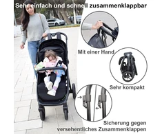Twinly spacely vežimėlis, iki 22 kg, labai didelis ir patogus, erdvi sėdynė, labai lengvai sulankstomas vežimėlis, xxl stogelis su upf50+ filtru, apsauga nuo lietaus, vežimėlis (rožinis)