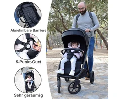 Twinly spacely vežimėlis, iki 22 kg, labai didelis ir patogus, erdvi sėdynė, labai lengvai sulankstomas vežimėlis, xxl stogelis su upf50+ filtru, apsauga nuo lietaus, vežimėlis (rožinis)