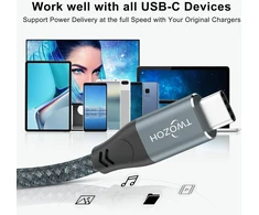 Twozoh 4k Usb C kabelis 100w 1m, 2 vnt. (viskas viename), Usb 3.2 Gen 2 x 2 20gbps Usb C 3.1 Type C Pd greito įkrovimo duomenų perdavimo Type C 4k @ 60hz vaizdo monitoriaus kabelis