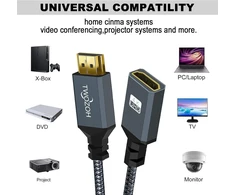 Twozoh Hdmi ilginimo kabelis 0,5 m, 2 vnt. pakuotė, 4k Hdmi ilginimas, nuo vyriško iki moteriško pinto nailono Hdmi 2.0 kabelio adapteris palaiko 4k@60hz 3d Hdr