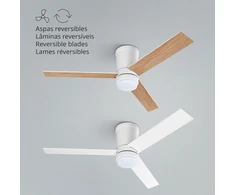 Ufesa Katmandu lubų ventiliatorius su šviesa, 3 apverčiamos mentės 132 cm, 40 W, 6 greičiai, itin tylus, vasaros - žiemos funkcija, laikmatis 8 valandos, 3 šviesos lygiai, nuotolinis valdymas, balta mediena