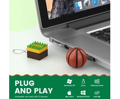 Uflatek Usb atmintinė 16 Gb krepšinio formos silikoninė Usb 2.0 atmintinė ruda 16 Gb talpos animacinė Usb atmintinė išoriniai duomenų kaupikliai dovanoms