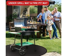 Ugniai atsparus kilimėlis, 91 cm apvalus ugnies dubens kilimėlis, bbq grilio kilimėlis, 3 sluoksnių ugniai atspari ugniavietės pagalvėlė, stiklo pluošto aliuminio folijos karščio apsaugos kilimėlis grindims, vejai, terasai, deniui, stovyklavimui (91 cm)