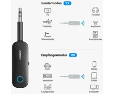 Automagnetola Ugreen Bluetooth siųstuvo lizdo Bluetooth adapteris, 2 viename Bluetooth siųstuvas ir imtuvas Bluetooth skirstytuvas 2 ausinėms, tokioms kaip Airpods, garso sistema ir kt.