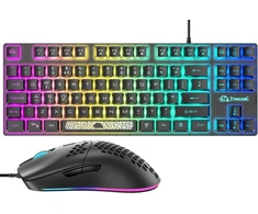 Uk išdėstymo 80% žaidimų klaviatūra ir pelė laidinė rgb mechaninė klaviatūra + 6400 reguliuojamo dpi žaidimų pelė su apšviestais klavišų gaubteliais, skirta ps4 ps5 XBOX pc nešiojamam kompiuteriui mac (mėlyna)