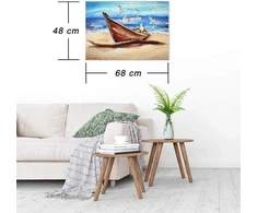 Ulmer Puzzleschmiede – dėlionė Driftwood – 1000 detalių dėlionė kaip kraštovaizdžio paveikslas su jūros garsais – sena medinė valtis numirė ir guli kaip jūros paukščių nusileidimo vieta smėlio paplūdimyje