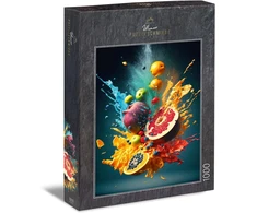 Ulmer Puzzleschmiede - dėlionė "fast Fruit" su 1000 detalių - originalus dėlionės motyvas apie sveiką mitybą, su spalvingais vaisiais ir intensyviais spalvų efektais - dėlionės pagamintos Vokietijoje