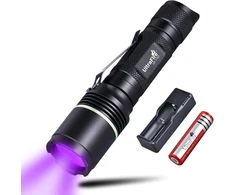 Ultrafire uv žibintuvėlis 395nm led juoda šviesa, vieno režimo ultravioletinė lempa uv šviesa, skirta dervos kietinimui, uv klijams, naminių gyvūnų šlapimo dėmėms, skorpionų aptikimui
