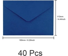 Umchu 40 vienetų kraft popieriaus vokų rinkinys, 16 x 11,2 cm, klasikiniai vokai, vokai su smailėjančiu atvartu, skirti sveikinimo ir atvirukams, kvietimų kortelėms (tamsiai mėlyna)
