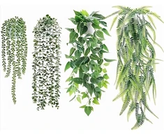 Umlipot dirbtinis augalas, dirbtinis kabantis augalas, dirbtinis kabantis augalas, girlianda žali lapai, dirbtinis augalas svetainei, kambariui, sienai