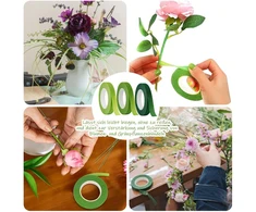 Uningyi 3 ritės floristinės juostos, 100 vienetų floristinės vielos floristinė maskavimo juosta floristinė viela žalia įstatoma viela, gėlių stiebų viela puokštėms ir gėlių amatams vynioti (27 m ritė)