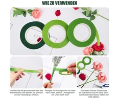 Uningyi 3 ritės floristinės juostos, 100 vienetų floristinės vielos floristinė maskavimo juosta floristinė viela žalia įstatoma viela, gėlių stiebų viela puokštėms ir gėlių amatams vynioti (27 m ritė)