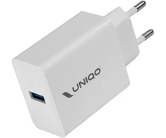 Uniqo 18 W greito įkrovimo 3.0 sieninis įkroviklis, Usb jungtis greitam įkrovimui, iki 80% išmaniojo telefono įkrovimo per 30 minučių, Eu kištukas
