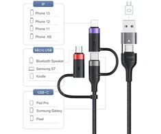 Universalus 6-in-1 Usb-c įkrovimo laidas, 60w, 2m, pilkas