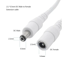 Universalus Dc prailginimo laidas 5.5 mm x 2.1 mm, 12v, baltas
