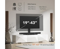 Laikiklis Universalus reguliuojamo aukščio tv stovas 19-43 colių televizoriams, lcd led plokščiaekranis tv stovo priedas vesa 200 x 200, stalo stovas / juodas, išlaiko iki 45 kg