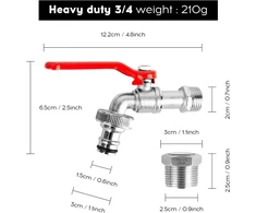 Universalus sodo čiaupas 1/2" &amp; 3/4" su priedais, atsparus šalčiui