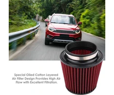Universalus sportinis oro filtras Esenlong, skirtas automobilių oro filtrams, universalus automobilio modifikavimas, didelio srauto įleidimo oro įleidimo apvalus kūginis oro filtro valiklis 100 mm