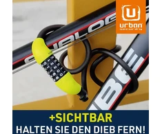 Urban Ur454l dviračio spyna su plieniniu trosu, lanksčiu numerio kodu, 12 mm skersmens, 180 cm grandinė su apsaugos kodu, apsauga nuo vagystės, patvari, kompaktiška, lengvai transportuojama