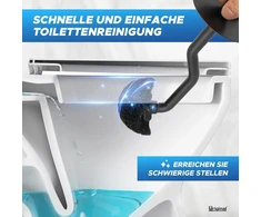 Uriginal® tualetinis šepetys su kraštų valikliu, tualetinis šepetys kruopščiam valymui, juodas, nerūdijančio plieno tualetinis šepetys su lotoso efektu, kieti šereliai maksimaliai higienai