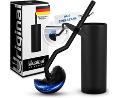 Uriginal® tualetinis šepetys su kraštų valikliu, tualetinis šepetys kruopščiam valymui, juodas, nerūdijančio plieno tualetinis šepetys su lotoso efektu, kieti šereliai maksimaliai higienai