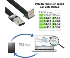 Usb 2.0 A-a plokščias kabelis 90 laipsnių kampu, 50cm