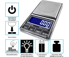 Usb 200 skaitmeninės tiksliosios svarstyklės / kišeninės svarstyklės su usb jungtimi be automatinio išsijungimo, sveriančios tiksliai iki 200 g 0,01 g žingsniais