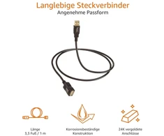 Usb-a 2.0 prailginimo laidas, 1m, juodas