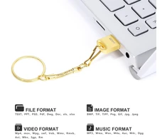 Usb atmintinė 64 Gb, metalinė, auksinė, Usb 2.0