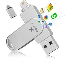 Usb atmintinė, skirta iphone 256 gb, mfi sertifikuota, xaytrre atmintinė 3 viename, atmintinė usb 3.0, nuotraukų atmintinė, flash atmintinė, skirta ios, ipad, otg android mobiliesiems telefonams, nešiojamam kompiuteriui, pc (sidabrinė)