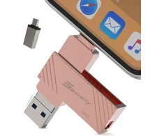 Usb atmintinė, skirta iphone, 4 viename usb 3.0 atmintinė su ios ir usb c, 256 gb somony išorinė atmintis greitam atsarginių kopijų kūrimui, suderinama su iphone/ipad/android/mac/pc (rožinė, 256 gb)