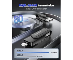 Usb atmintinė, skirta iphone 512gb mfi sertifikuota 3 viename usb 3.0 lightning išorinė atmintis type c photostick atminties kortelė, skirta iphone/ipad/ios/android/mac/pc - išorinė saugykla (juoda)