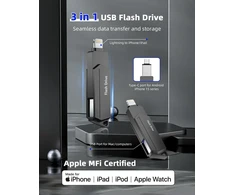 Usb atmintinė, skirta iphone 512gb mfi sertifikuota 3 viename usb 3.0 lightning išorinė atmintis type c photostick atminties kortelė, skirta iphone/ipad/ios/android/mac/pc - išorinė saugykla (juoda)