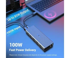 Usb-c 11-in-1 Dokų Stotelė su 2x 4k@60hz Hdmi, 100w Pd
